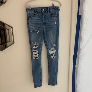 American Eagle Outfitters Ripped Skinny Jeans in Blue